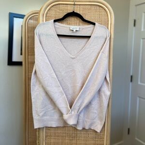 White and Warren Women's Cashmere Sweater in Cream/Pale Pink